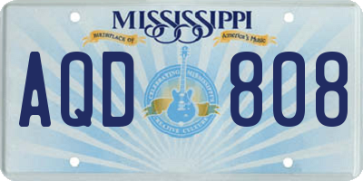 MS license plate AQD808