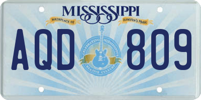 MS license plate AQD809