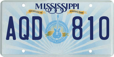 MS license plate AQD810