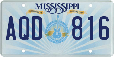 MS license plate AQD816