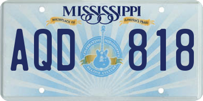MS license plate AQD818