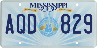 MS license plate AQD829