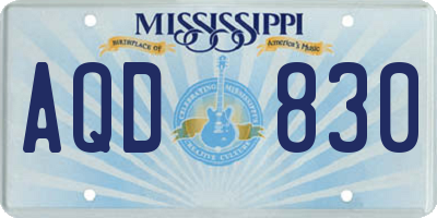 MS license plate AQD830