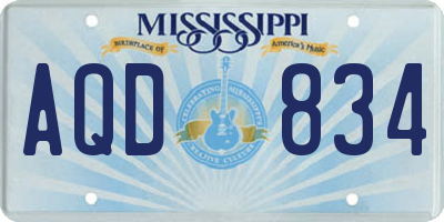 MS license plate AQD834