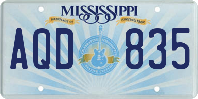 MS license plate AQD835