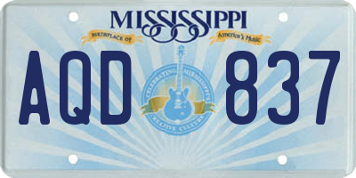 MS license plate AQD837