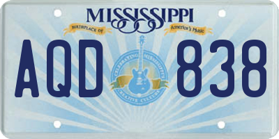 MS license plate AQD838