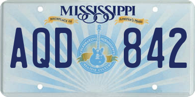 MS license plate AQD842