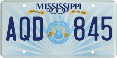 MS license plate AQD845