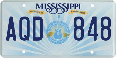 MS license plate AQD848