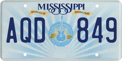 MS license plate AQD849