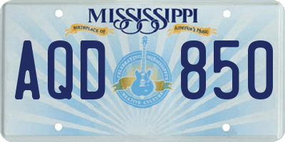 MS license plate AQD850