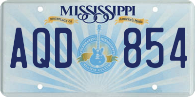 MS license plate AQD854