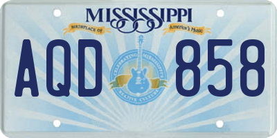 MS license plate AQD858