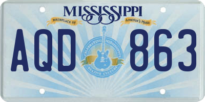 MS license plate AQD863