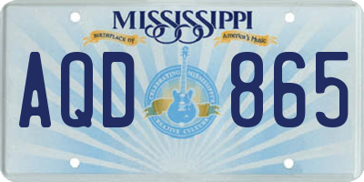 MS license plate AQD865