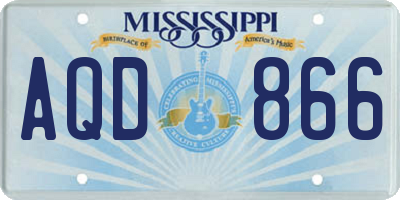 MS license plate AQD866