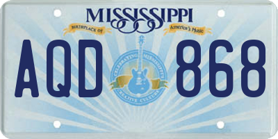 MS license plate AQD868
