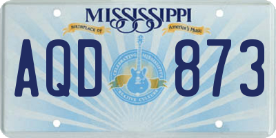 MS license plate AQD873