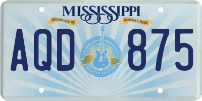 MS license plate AQD875