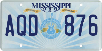 MS license plate AQD876