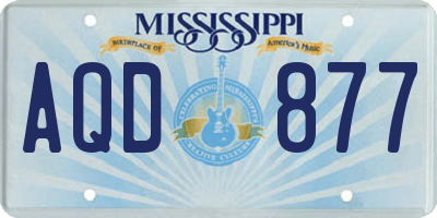 MS license plate AQD877