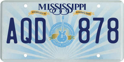 MS license plate AQD878