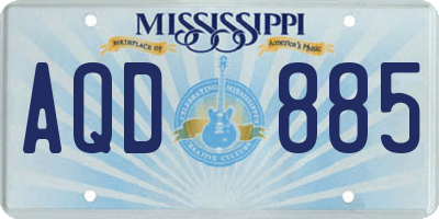 MS license plate AQD885