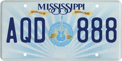 MS license plate AQD888