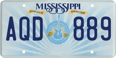 MS license plate AQD889