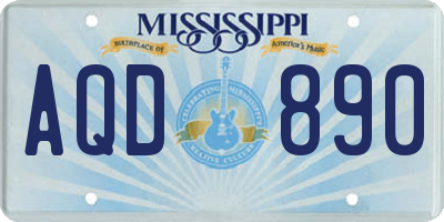 MS license plate AQD890
