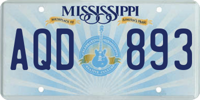 MS license plate AQD893