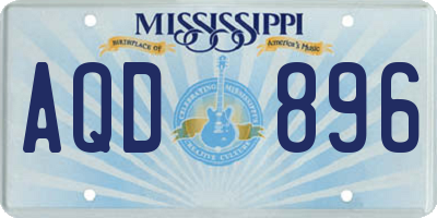 MS license plate AQD896