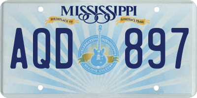 MS license plate AQD897