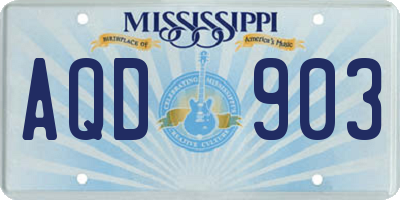 MS license plate AQD903