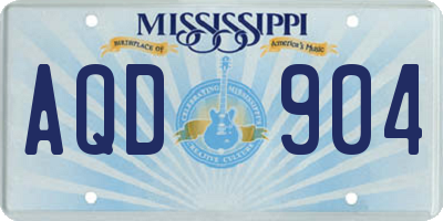 MS license plate AQD904