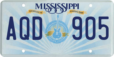 MS license plate AQD905