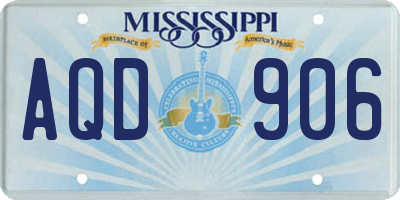 MS license plate AQD906