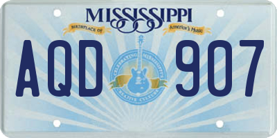 MS license plate AQD907