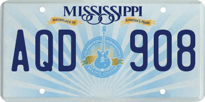 MS license plate AQD908