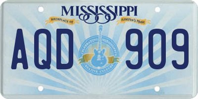 MS license plate AQD909