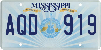 MS license plate AQD919