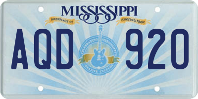 MS license plate AQD920