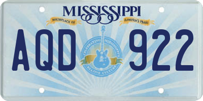 MS license plate AQD922