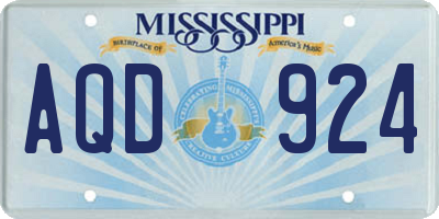 MS license plate AQD924