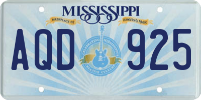 MS license plate AQD925