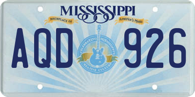 MS license plate AQD926
