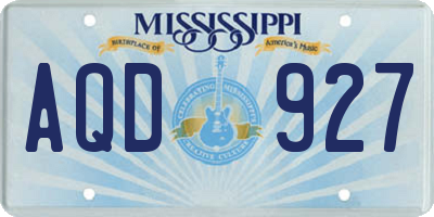 MS license plate AQD927