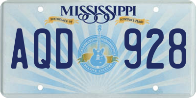 MS license plate AQD928