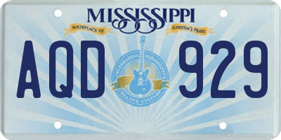 MS license plate AQD929